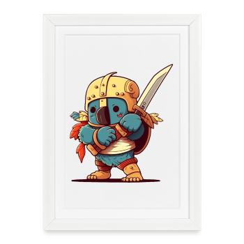 Chevalier Koala mignon - Affiche encadrée (27 × 37 cm) - blanc - Devant
