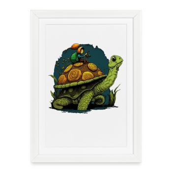 L’escargot peut être emporté par la tortue - Affiche encadrée (27 × 37 cm) - blanc - Devant