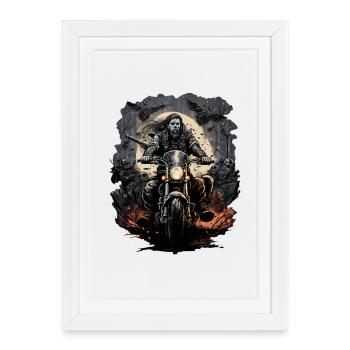 Motards au clair de lune - Affiche encadrée (27 × 37 cm) - blanc - Devant