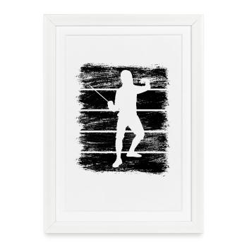 Dessin d’escrime - Affiche encadrée (27 × 37 cm) - blanc - Devant