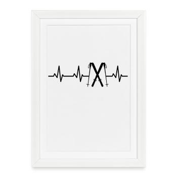 ECG de pouls de ski - Affiche encadrée (27 × 37 cm) - blanc - Devant