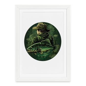 Pêcheurs à la ligne - Affiche encadrée (27 × 37 cm) - blanc - Devant