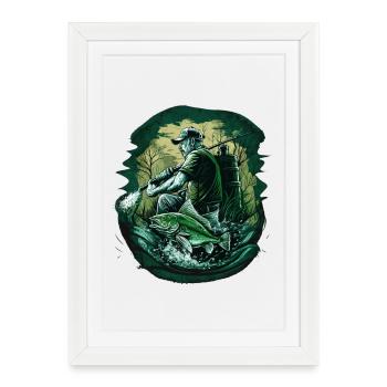 Pêcheurs pêchant - Affiche encadrée (27 × 37 cm) - blanc - Devant