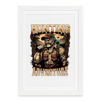 Hunters on an adventure - Framed poster (27 × 37 cm) - white - Front