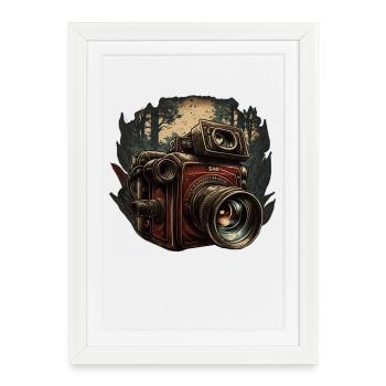 Caméra dans la forêt - Affiche encadrée (27 × 37 cm) - blanc - Devant