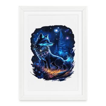Spiritual Fox Magical Forest Landscape - Framed poster (27 × 37 cm) - white - Front