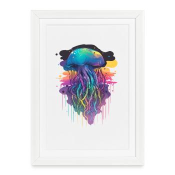 Large colorful jellyfish - Framed poster (27 × 37 cm) - white - Front