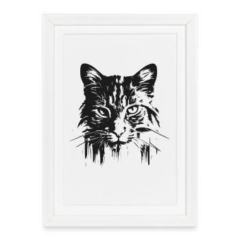 Chat 3 - Affiche encadrée (27 × 37 cm) - blanc - Devant