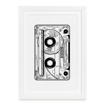 Cassette 90s Party 80s Retro Music Tape - Affiche encadrée (27 × 37 cm) - blanc - Devant