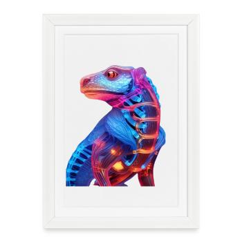 Dragon illuminé au néon - Affiche encadrée (27 × 37 cm) - blanc - Devant