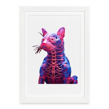 Luminous Anatomy Cat Sculpture - Framed poster (27 × 37 cm) - white - Front