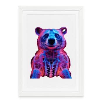 Neon-Hirschkäfer Design - Framed poster (27 × 37 cm) - white - Front