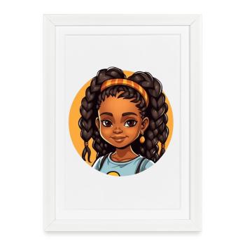 Mariée afro artistique aux cheveux colorés - Affiche encadrée (27 × 37 cm) - blanc - Devant