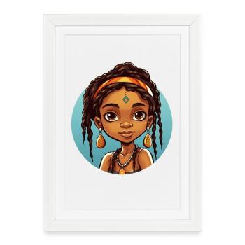 Afro Black Child Young Girl Ethnic Gift Idea - Affiche encadrée (27 × 37 cm) - blanc - Devant