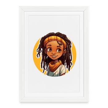 Casual dreadlocks style with colorful headgear - Framed poster (27 × 37 cm) - white - Front