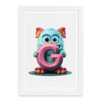Monstre pastel avec G enchanté - Affiche encadrée (27 × 37 cm) - blanc - Devant