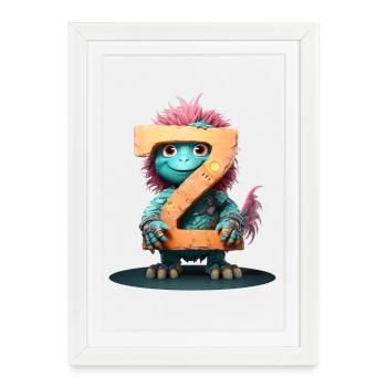 Poulet exotique avec lettre Z - Affiche encadrée (27 × 37 cm) - blanc - Devant