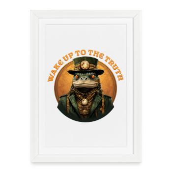 La grenouille steampunk réveille la vérité - Affiche encadrée (27 × 37 cm) - blanc - Devant