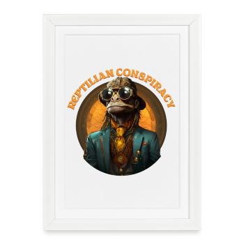Conspiration reptilienne des Anunnaki Illuminati - Affiche encadrée (27 × 37 cm) - blanc - Devant