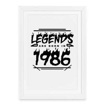 Légende 1986 - Né en 1986 - Construit en 1986 - Affiche encadrée (27 × 37 cm) - blanc - Devant