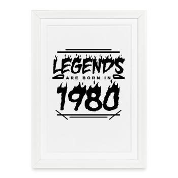 Légende 1980 - Né en 1980 - Construit en 1980 - Affiche encadrée (27 × 37 cm) - blanc - Devant