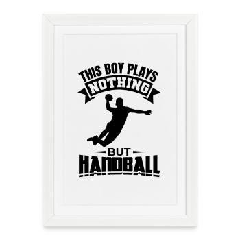 Boy playing handball - Framed poster (27 × 37 cm) - white - Front