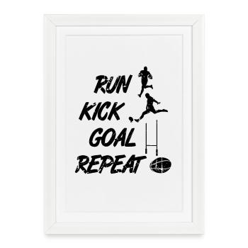 Run Kick Goal Replay - Framed poster (27 × 37 cm) - white - Front
