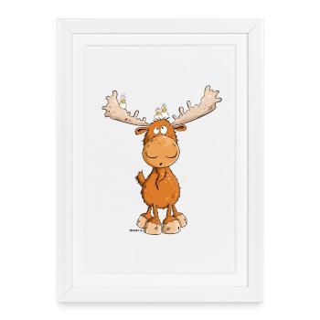 Drôle d’orignal I orignal I cerf renne - Affiche encadrée (27 × 37 cm) - blanc - Devant