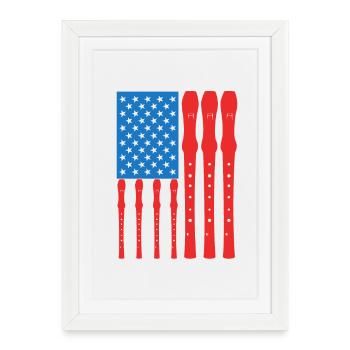 Patriotic U.S. flute player - Framed poster (27 × 37 cm) - white - Front