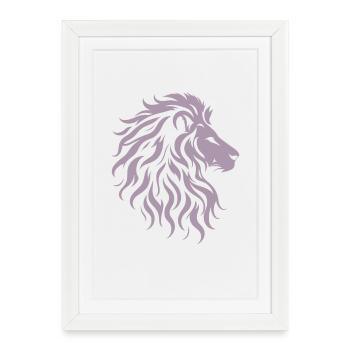 Silhouette majestueuse de tête de lion - Affiche encadrée (27 × 37 cm) - blanc - Devant