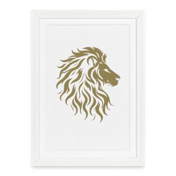 Silhouette majestueuse de tête de lion - Affiche encadrée (27 × 37 cm) - blanc - Devant