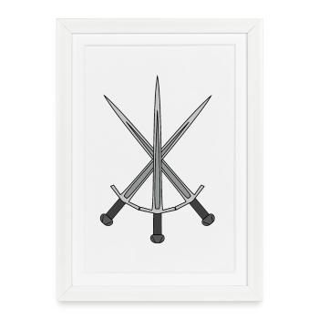 Swords Sword Saber Sword Fighting King - Framed poster (27 × 37 cm) - white - Front