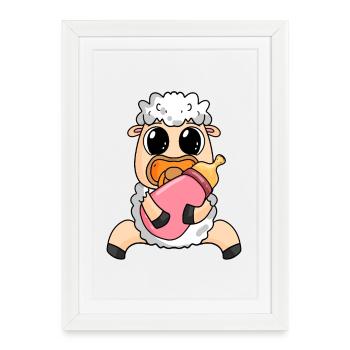 Bébés moutons - Affiche encadrée (27 × 37 cm) - blanc - Devant