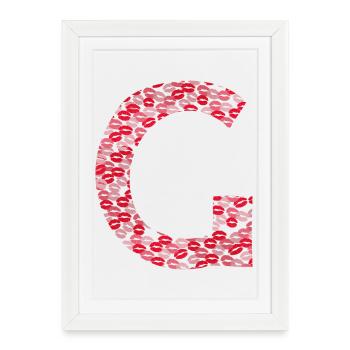 Lettre G - kiss shirt - Affiche encadrée (27 × 37 cm) - blanc - Devant