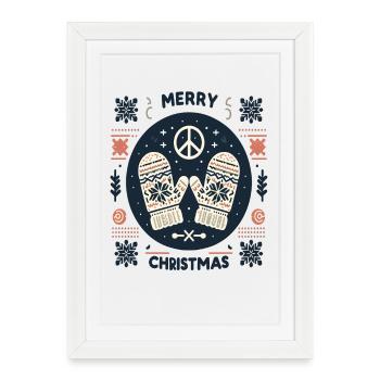 Joyeux Noël laid Noël Peace Sweater - Affiche encadrée (27 × 37 cm) - blanc - Devant