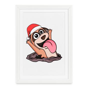 Noël de suricate - Affiche encadrée (27 × 37 cm) - blanc - Devant