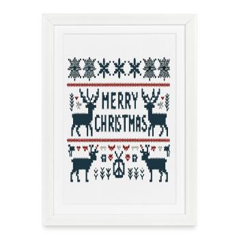 Ugly Christmas Reindeer Merry Christmas - Framed poster (27 × 37 cm) - white - Front