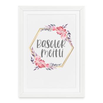 Schweiz Basel Mädchen Heimat Geschenk - Gerahmtes Poster (27 × 37 cm) - Weiß - Vorne