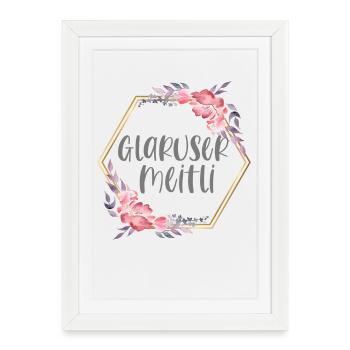 Suisse Glaris fille patrie cadeau - Affiche encadrée (27 × 37 cm) - blanc - Devant