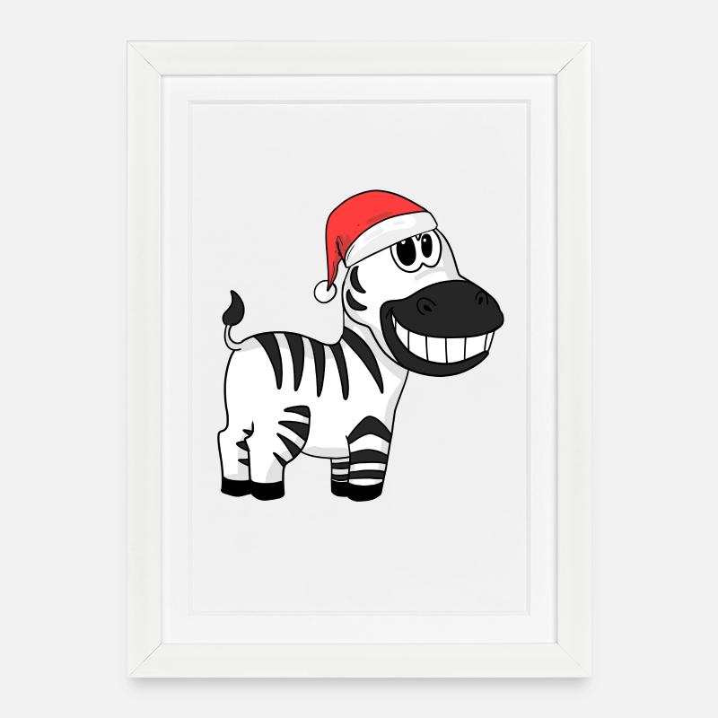 Zebra Weihnachten - Gerahmtes Poster (27 × 37 cm) - Weiß