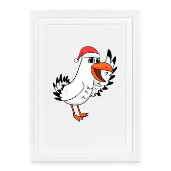 Mouette Noël Mer du Nord Allemagne du Nord - Affiche encadrée (27 × 37 cm) - blanc - Devant