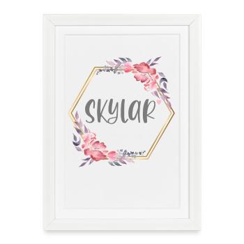 Skylar fille nom cadeau de bébé - Affiche encadrée (27 × 37 cm) - blanc - Devant