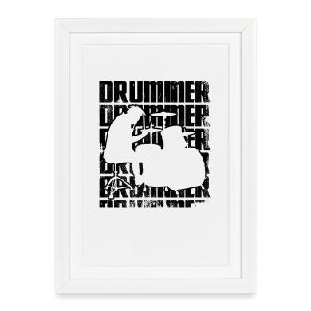 Batteur - Affiche encadrée (27 × 37 cm) - blanc - Devant