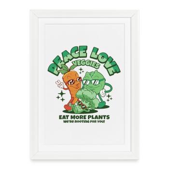 Peace love veggies - mangez plus de plantes - Affiche encadrée (27 × 37 cm) - blanc - Devant
