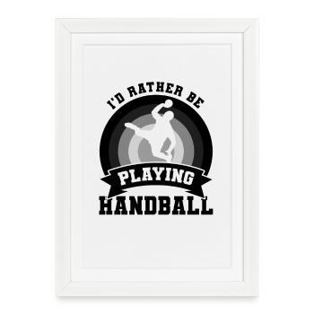 Blague de handballeur - Affiche encadrée (27 × 37 cm) - blanc - Devant