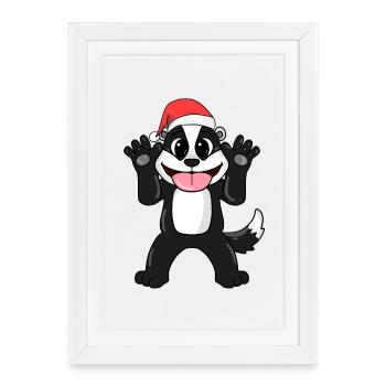 Skunk Noël - Affiche encadrée (27 × 37 cm) - blanc - Devant