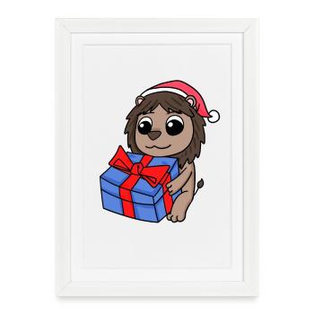 Leo Christmas - Framed poster (27 × 37 cm) - white - Front