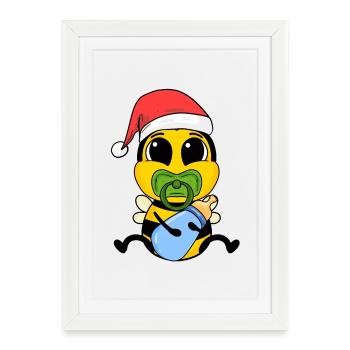 Abeille bébé Noël - Affiche encadrée (27 × 37 cm) - blanc - Devant
