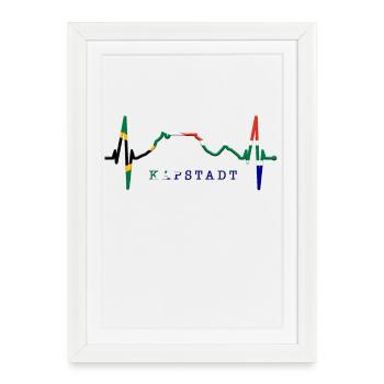 Cape Town Skyline Heartbeat Afrique du Sud Montagne de la Table - Affiche encadrée (27 × 37 cm) - blanc - Devant