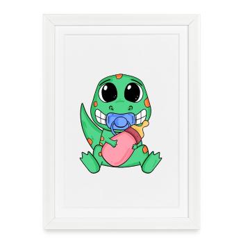 Baby Dino Motif - Framed poster (27 × 37 cm) - white - Front